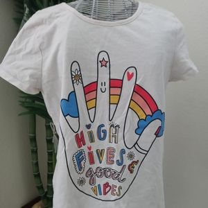Old Navy - High Five's Good Vibes Lattice Girls T Shirt - Size XL - Pre Owned -